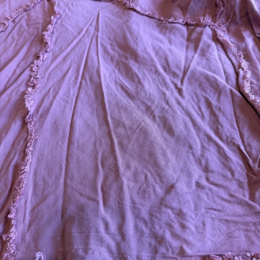 Free People Tattered Up Slip Dress Mauve Pink XS Flowy Boho Distressed Fringe - Picture 7 of 9